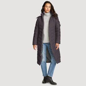 NWT Eddie Bauer Sun Valley Down Detachable Hood Duffle Coat Aubergine Women S